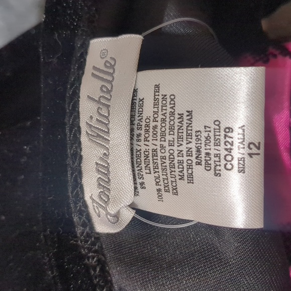 Jona Michelle Girls Formal Party Wedding Hot Pink Black Velvet Flowers Dress - Picture 8 of 9